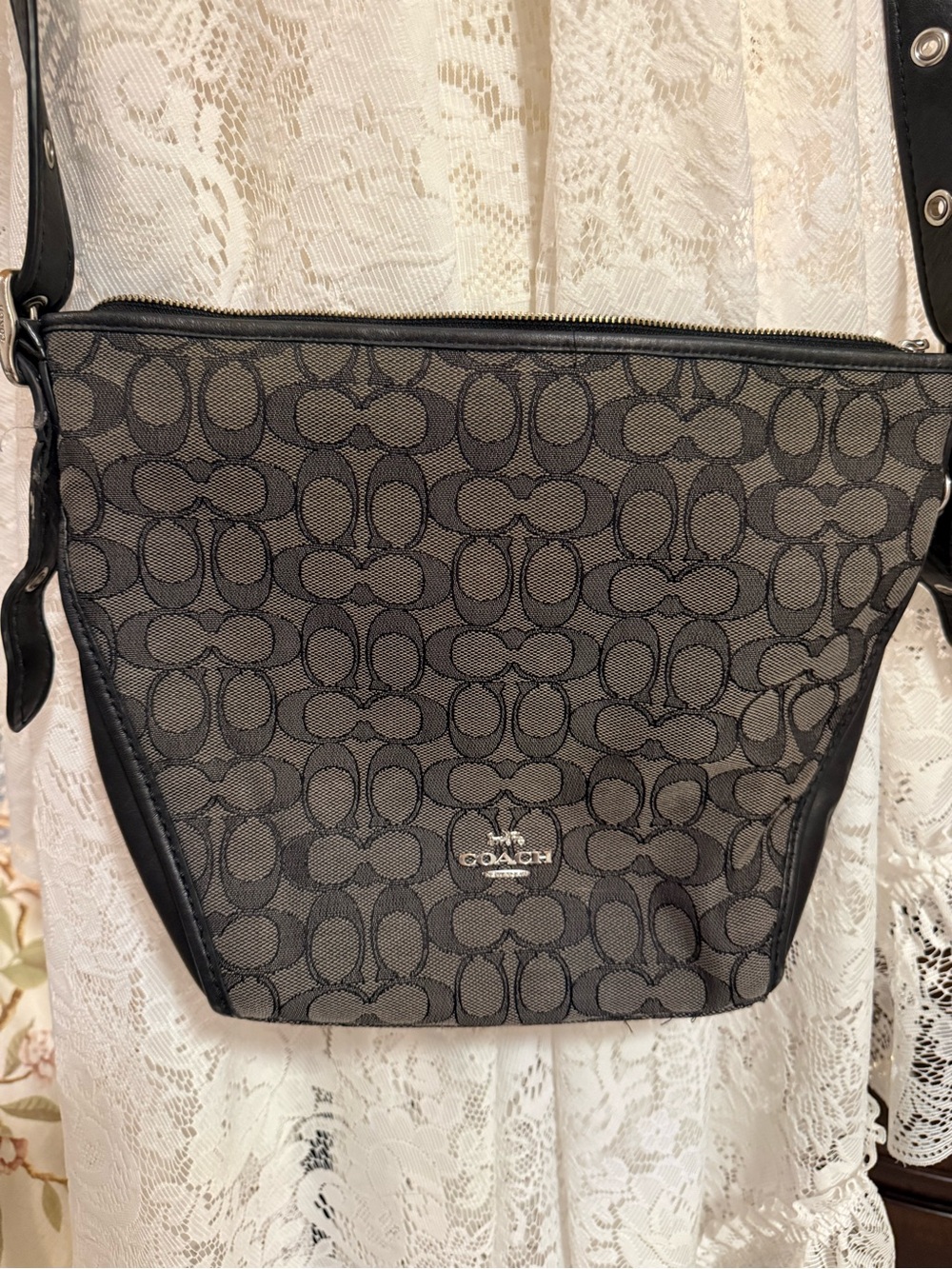 Coach Black & Gray Signature Crossbody Bag